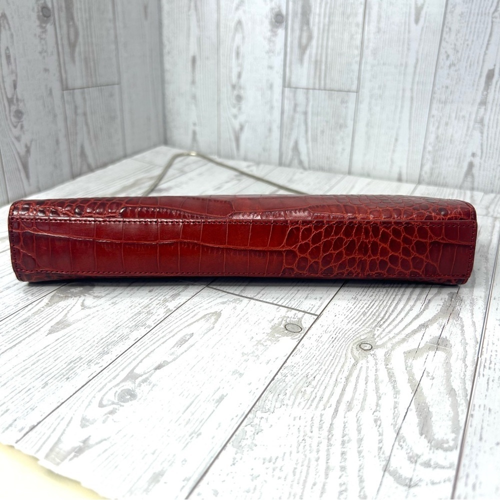 ANN TAYLOR Vintage Genuine Leather Crocodile Red Clutch - Picture 15 of 15